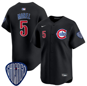 Men's Chicago Cubs Blue Alternate Vapor Premier Limited baseball Jersey - All Stitched Black 5 Christopher Morel