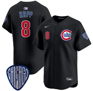 Men's Chicago Cubs Blue Alternate Vapor Premier Limited baseball Jersey - All Stitched Black Ian Happ