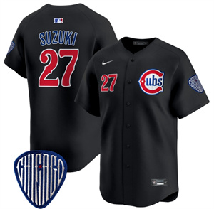 Men's Chicago Cubs Blue Alternate Vapor Premier Limited baseball Jersey - All Stitched Black Seiya Suzuki