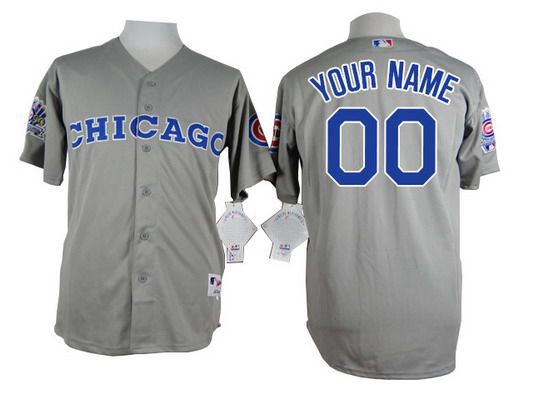 Men's Chicago Cubs Customized 1990 Turn Back The Clock Gray Jersey W1990 All-Star Patch