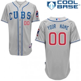 Men's Chicago Cubs Customized Authentic Grey Alternate Road Cool Base MLB Jersey