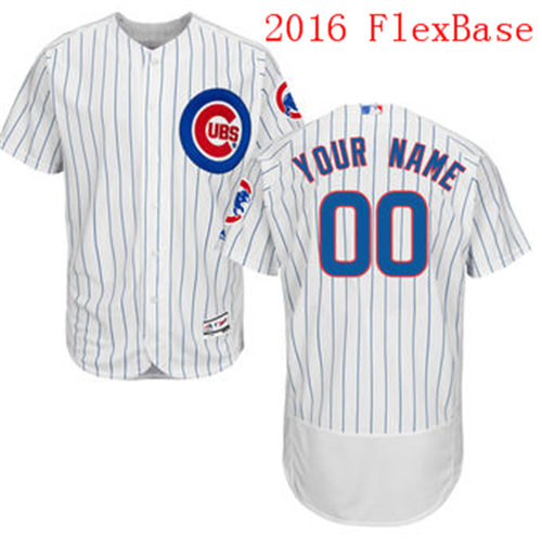 Men's Chicago Cubs Majestic White Royal Flexbase Authentic Collection Custom Jersey
