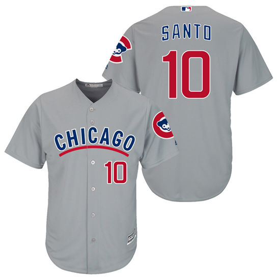 Men's Chicago Cubs Retired Player #10 Ron Santo 1940's Gray Red Turn Back the Clock Throwback Authentic Player Jersey