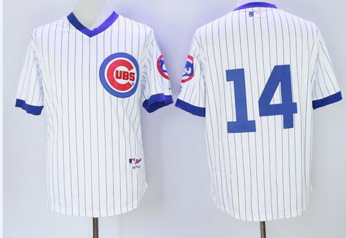 Men's Chicago Cubs Retired Player #14 Ernie Banks White Pullover No Name 1988 Majestic Baseball Jerseys