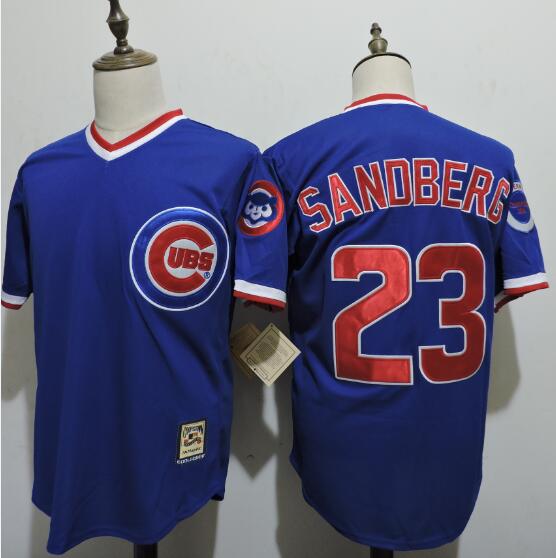 Men's Chicago Cubs Retired Player #23 Ryne Sandberg Blue Pullover Cooperstown Collection Mitchell & Ness Jersey By Majestic jerseys