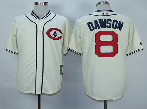 Men's Chicago Cubs Retired Player #8 Andre Dawson Cream 1929 Majestic Cooperstown Collection Throwback Jerseys