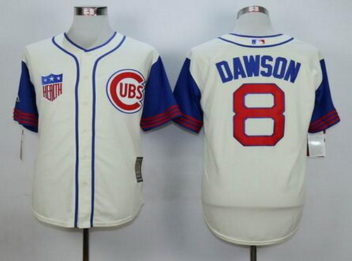 Men's Chicago Cubs Retired Player #8 Andre Dawson Cream 1942 Majestic Cooperstown Collection Throwback Jerseys