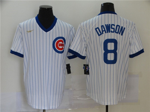 Men's Chicago Cubs Retired Player #8 Andre Dawson Nike White Pullover Cooperstown Baseball Jerseys