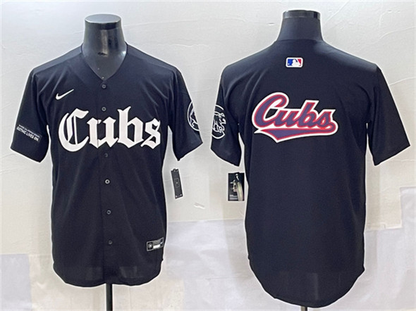 Men's Chicago Cubs Team Big Logo Black 'Gothic North Side Edition' Vapor Premier Limited Stitched Baseball Jersey