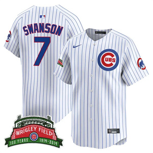 Men's Chicago Cubs Wrigley Field Style Vapor Premier Limited Jersey - All Stitched Dansby Swanso   7