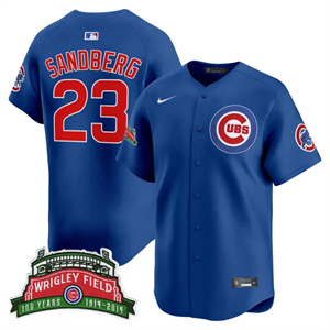 Men's Chicago Cubs Wrigley Field Style Vapor Premier Limited Jersey - All Stitched Ryne Sandberg   23