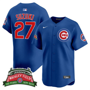 Men's Chicago Cubs Wrigley Field Style Vapor Premier Limited Jersey - All Stitched Seiya Suzuki  27