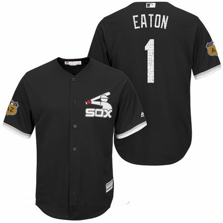 Men's Chicago White Sox #1 Adam Eaton Black 2017 Spring Training Stitched MLB Majestic Cool Base Jersey的副本