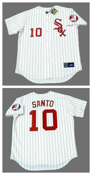 Men's Chicago White Sox #10 RON SANTO 1974 Home White Throwback Baseball Jerseys