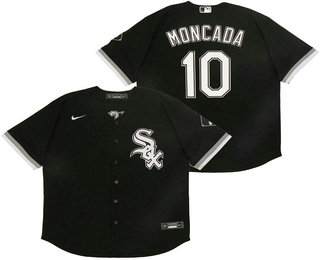 Men's Chicago White Sox #10 Yoan Moncada Black Stitched MLB Cool Base Nike Jersey的副本
