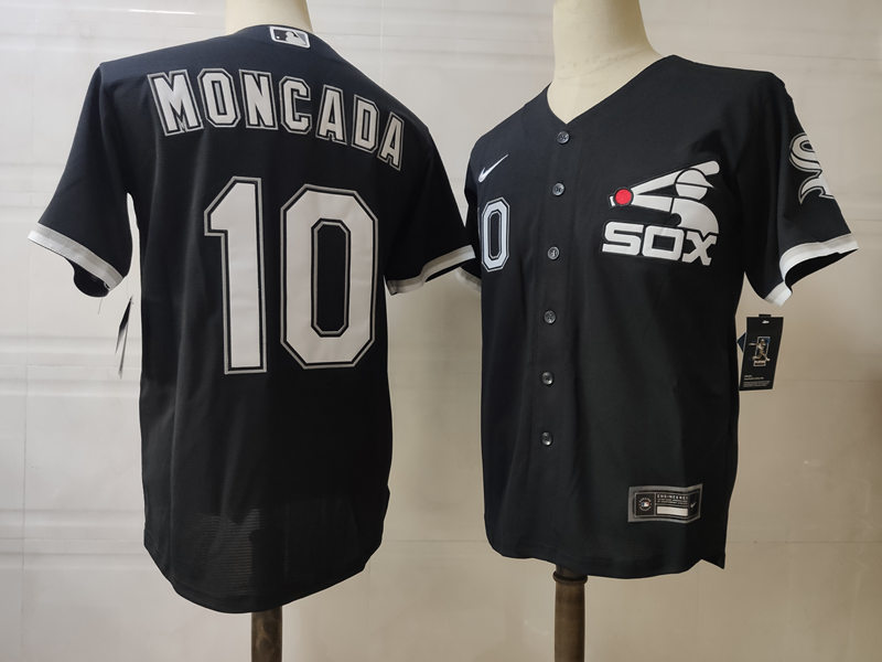Men's Chicago White Sox #10 Yoan Moncada Nike Black Retro Game Jerseys