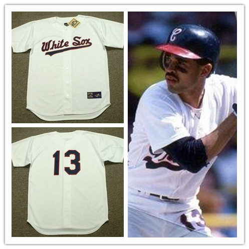 Men's Chicago White Sox #13 OZZIE GUILLEN 1987 Majestic Cooperstown White Home Jersey