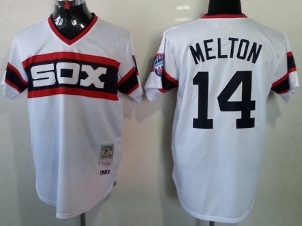 Men's Chicago White Sox #14 Bill Melton 1983 White Cooperstown Throwback Jersey