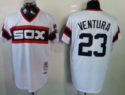 Men's Chicago White Sox #23 Robin Ventura 1983 White Cooperstown Throwback Jerseys