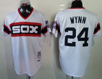 Men's Chicago White Sox #24 Early Wynn 1983 White Cooperstown Throwback Jerseys