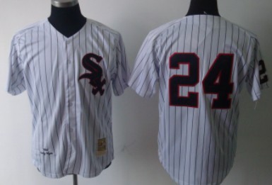 Men's Chicago White Sox #24 Early Wynn White Pinstripe Throwback Jerseys