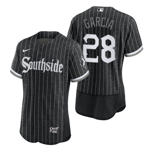 Men's Chicago White Sox #28 Leury Garcia Stitched Nike Black 2021 MLB FlexBase City Connect Jersey