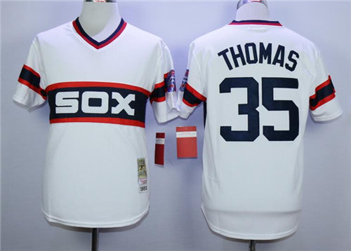 Men's Chicago White Sox #35 Frank Thomas 1983 White Cooperstown Throwback Jerseys