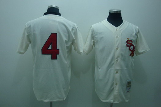 Men's Chicago White Sox #4 Luke Appling 1933 Cream Throwback Jerseys