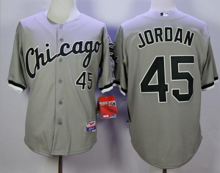 Men's Chicago White Sox #45 Michael Jordan Gray Mitchell & Ness Cooperstown Throwback Jerseys