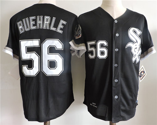 Men's Chicago White Sox #56 MARK BUEHRLE Black 2005 WORLD SERIES Baseball Jerseys