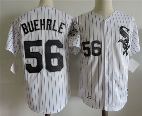 Men's Chicago White Sox #56 MARK BUEHRLE Home White 2005 WORLD SERIES Baseball Jerseys