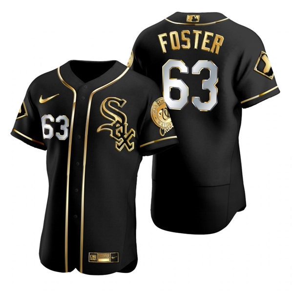 Men's Chicago White Sox #63 Matt Foster Nike Black Golden Edition Authentic Jersey
