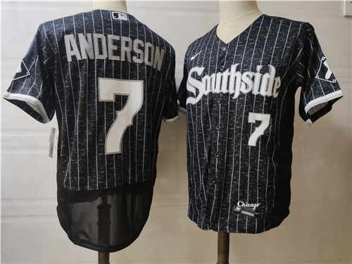 Men's Chicago White Sox #7 Tim Anderson Stitched Nike Black 2021 MLB FlexBase City Connect Jerseys