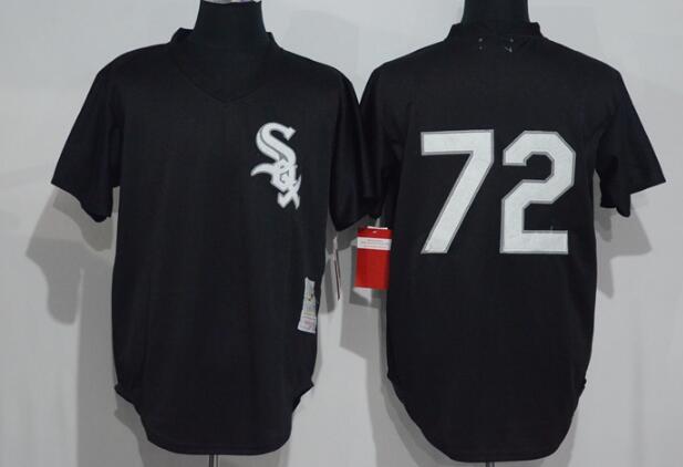 Men's Chicago White Sox #72 Carlton Fisk Black Stitched MLB Cooperstown Mesh Batting Practice Jersey By Mitchell & Ness