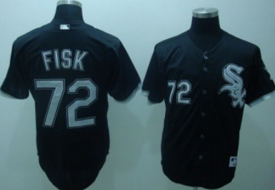 Men's Chicago White Sox #72 Carlton Fisk Throwback Jersey Black