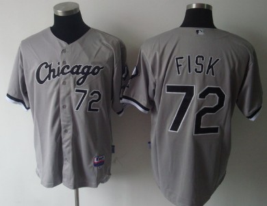 Men's Chicago White Sox #72 Carlton Fisk Throwback Jersey Gray