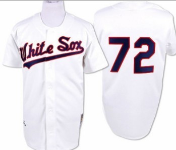 Men's Chicago White Sox #72 Carlton Fisk Throwback Jersey White Buttons