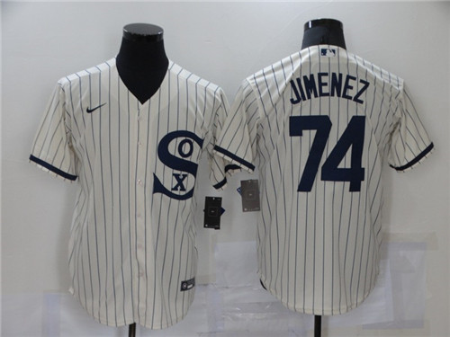 Men's Chicago White Sox #74 Eloy Jimenez 2021 Cream Field of Dreams Name Cool Base Stitched Nike Jersey