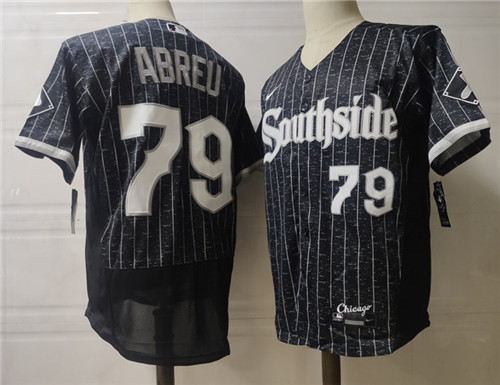 Men's Chicago White Sox #79 Jose Abreu Stitched Nike Black 2021 MLB FlexBase City Connect Jerseys