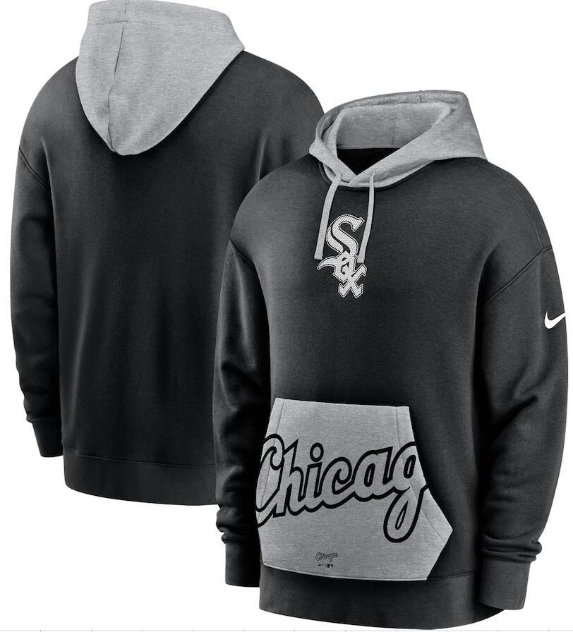Men's Chicago White Sox Nike Black Gray Heritage Tri Blend Pullover Hoodie