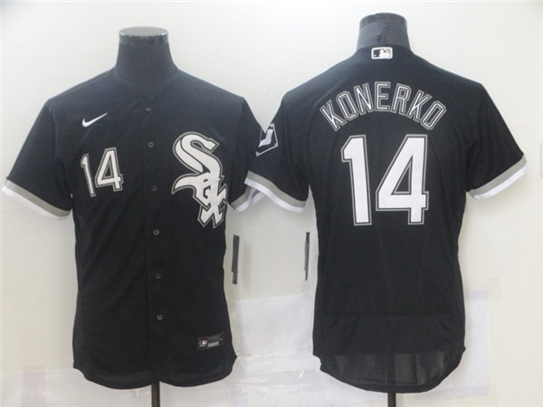 Men's Chicago White Sox Retired Player #14 Paul Konerko Nike Black Alternate MLB Flex Base Jerseys