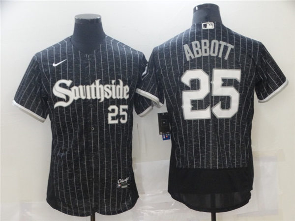 Men's Chicago White Sox Retired Player #25 Jim Abbott Stitched Nike Black 2021 MLB City Connect Jerseys