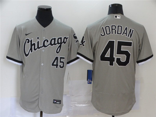 Men's Chicago White Sox Retired Player #45 Michael Jordan Grey Nike MLB Baseball Jerseys