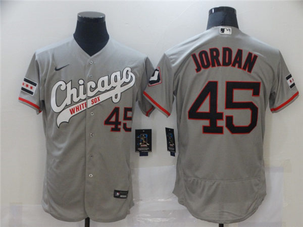 Men's Chicago White Sox Retired Player #45 Michael Jordan Nike Grey Fashion Baseball Jerseys