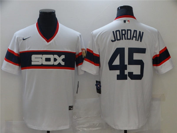 Men's Chicago White Sox Retired Player #45 Michael Jordan Nike White Cooperstown Collection Jerseys