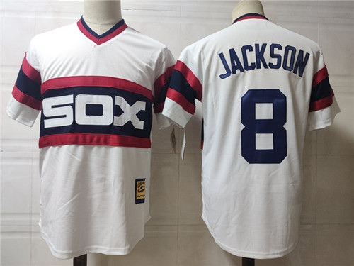 Men's Chicago White Sox Retired Player #8 Bo Jackson White Pullover Stitched MLB Majestic Cooperstown Jerseys