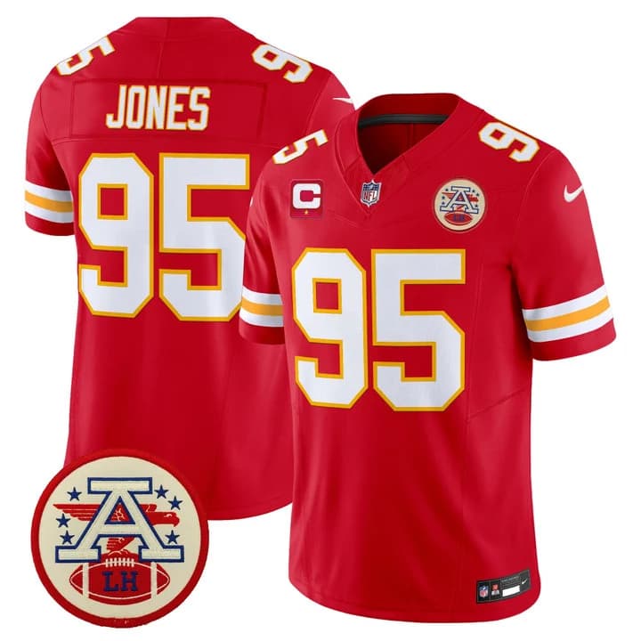 Men's Chiefs 2026 Lamar Hunt Patch Vapor Limited Jersey - All Stitched Chris Jones 95
