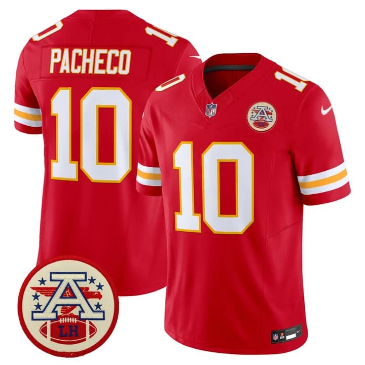 Men's Chiefs 2026 Lamar Hunt Patch Vapor Limited Jersey - All Stitched Isiah Pacheco   10