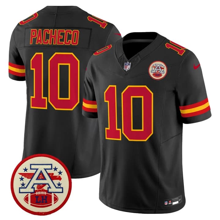 Men's Chiefs 2026 Lamar Hunt Patch Vapor Limited Jersey - All Stitched Isiah Pacheco  10