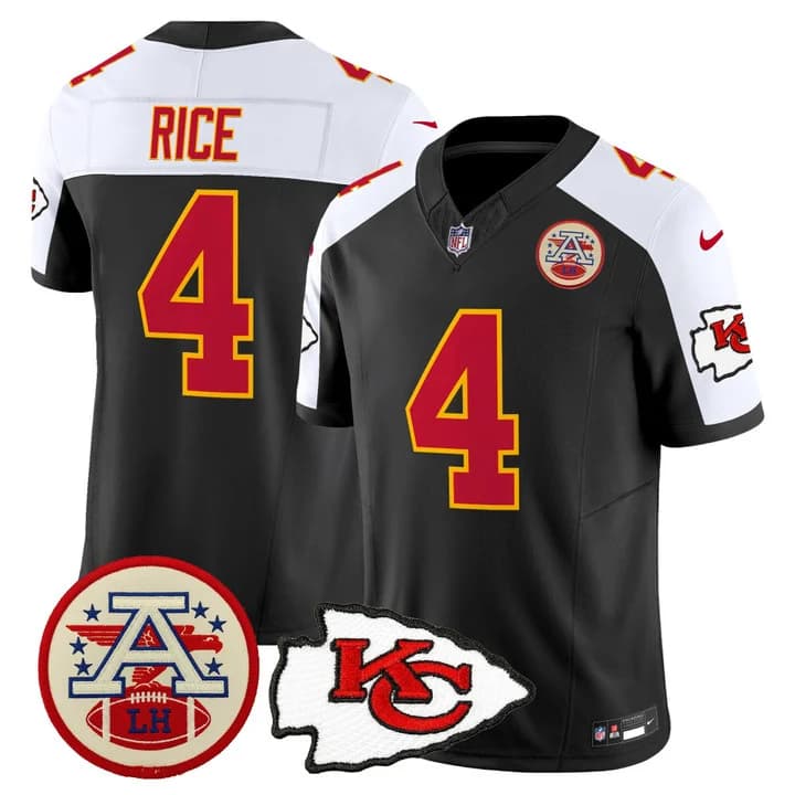 Men's Chiefs 2026 Lamar Hunt Patch Vapor Limited Jersey - All Stitched Rashee Rice  4
